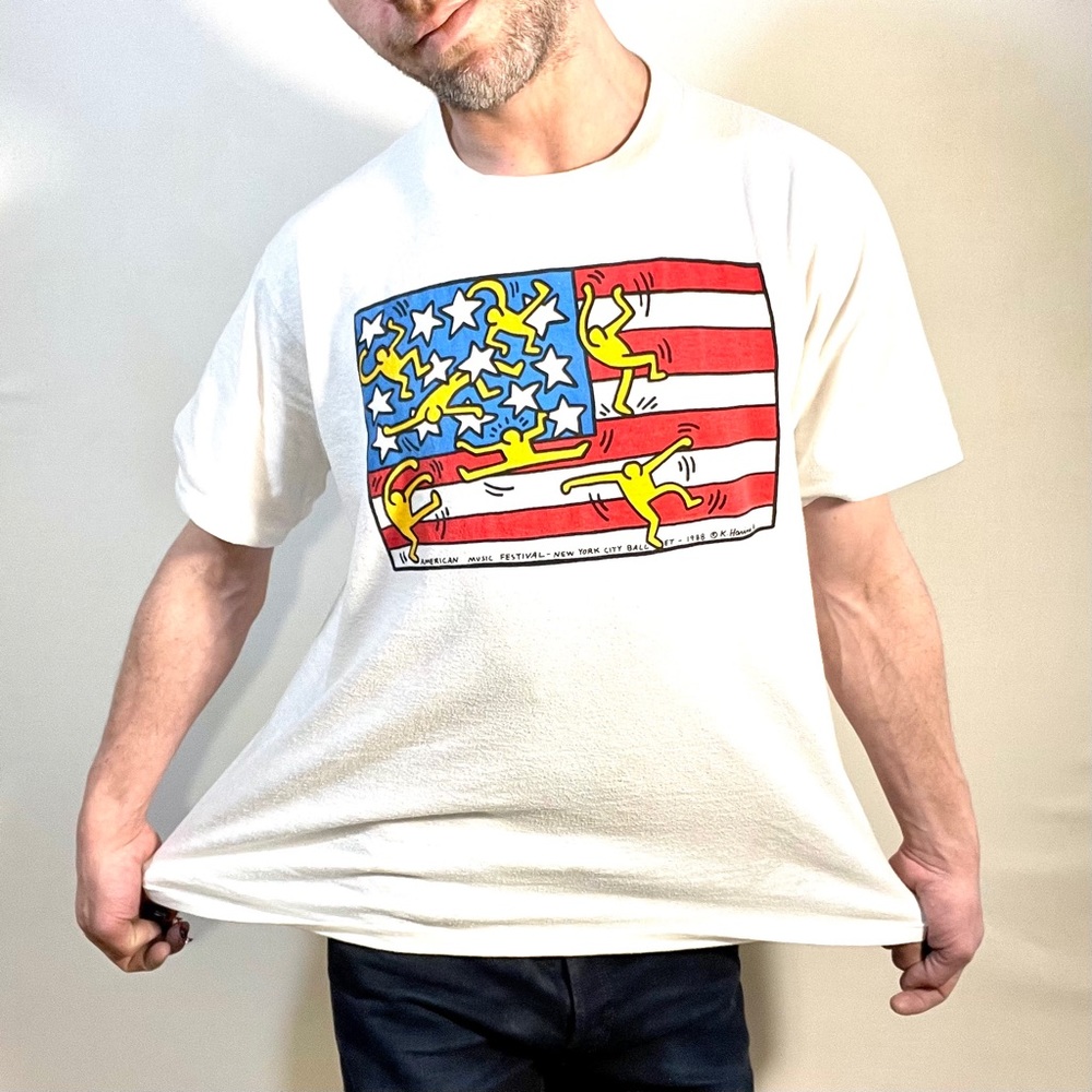 Vintage American Flag Keith Haring T shirt - Picture 5 of 10